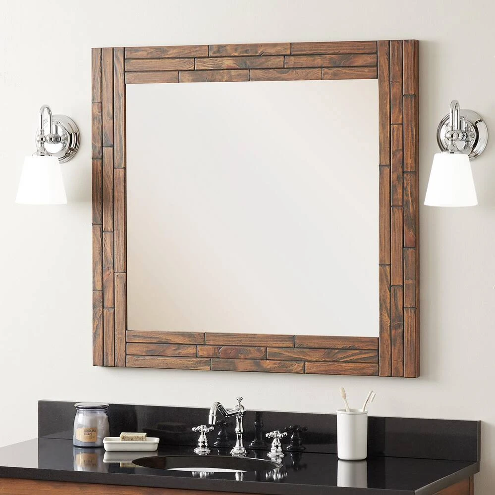 Signature Hardware Ansel 36 in. Rectangular Vanity Mirror in Farmhouse Brown 1 Signature Hardware Ansel 36 in. Rectangular Vanity Mirror in Farmhouse Brown