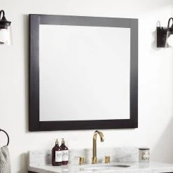 Signature Hardware Fallbrook 34 in. Rectangular Vanity Mirror in Black (Set of 2)