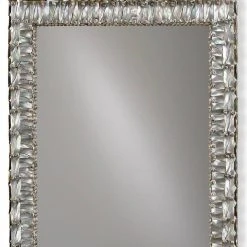 Currey and Company Abalone 21 x 34 in. Wood and Shell Wall Mount Rectangular Mirror in Natural and Mirror
