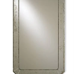 Currey and Company Antiqued 26 x 41 in. Wood Wall Mount Rectangular Framed Mirror in Antique Mirror