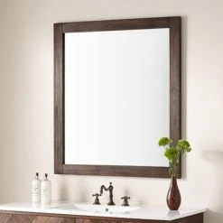 Signature Hardware Danenberg 36 in. Rectangular Vanity Mirror in Russet Brown
