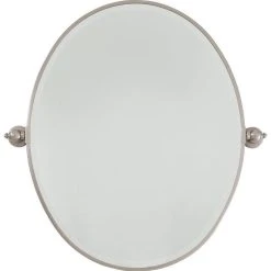 Minka Lavery 19-1/2 x 24-1/2 in. Oval Framed Mirror in Brushed Nickel