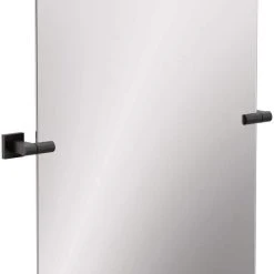 Moen Triva 27-7/16 x 36 in. Flat Edge Rectangular Frameless Mirror in Matte Black