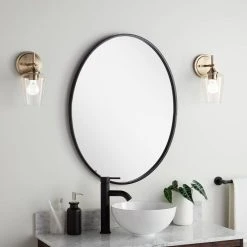 Signature Hardware Amyr 24 in. Oval Vanity Mirror in Gloss Black