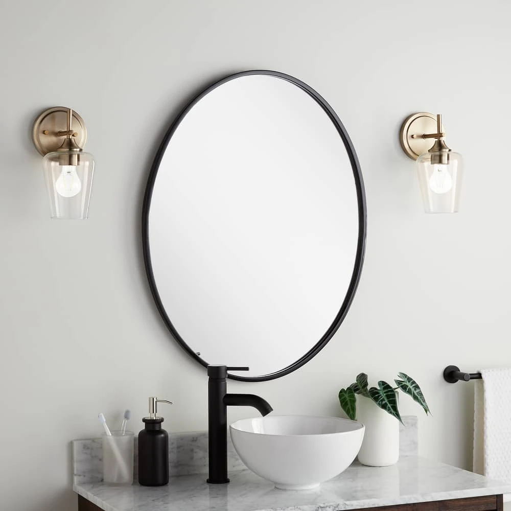 Signature Hardware Amyr 24 in. Oval Vanity Mirror in Gloss Black 1 Signature Hardware Amyr 24 in. Oval Vanity Mirror in Gloss Black