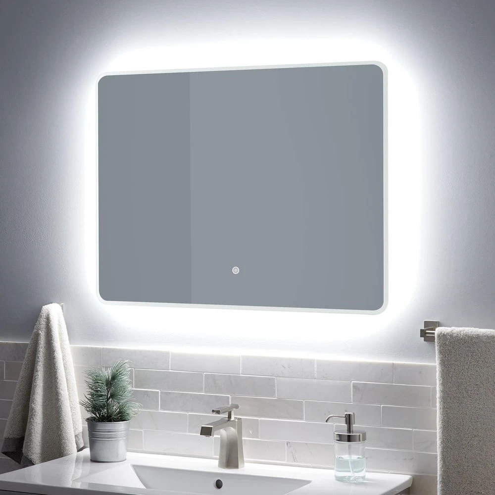 Signature Hardware Winnberg 32 in. Rectangular Lighted Mirror with Tunable LED in Silver 2 Signature Hardware Winnberg 32 in. Rectangular Lighted Mirror with Tunable LED in Silver - Image 2