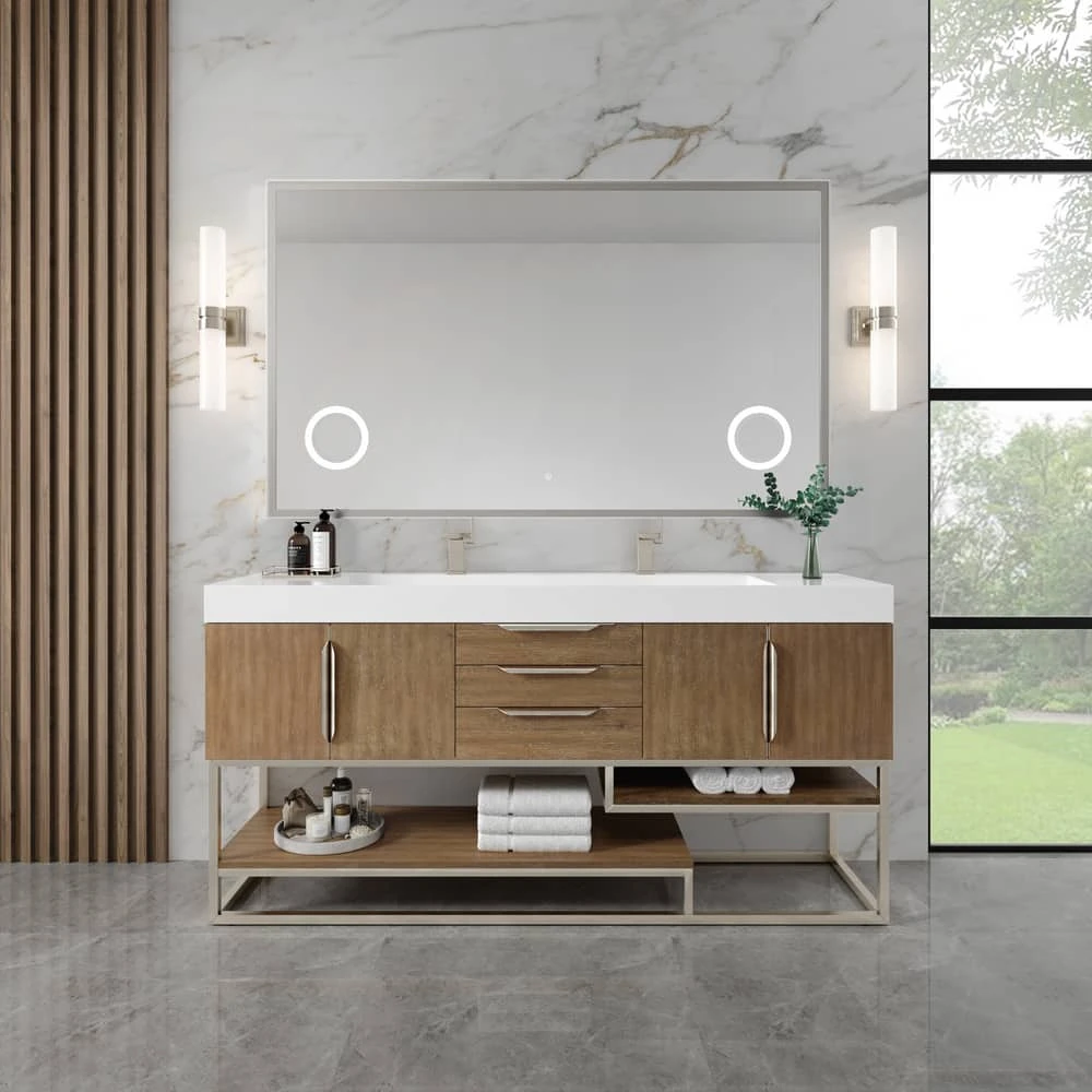 James Martin Vanities 70 x 42 in. Rectangular Framed Mirror in Nickel Plated 6 James Martin Vanities 70 x 42 in. Rectangular Framed Mirror in Nickel Plated - Image 6