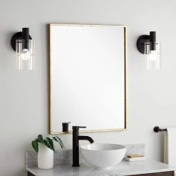 Signature Hardware Dampier 24 in. Rectangle Vanity Mirror in Gold Leaf