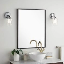 Signature Hardware Dampier 24 in. Rectangle Vanity Mirror in Black Powder Coat