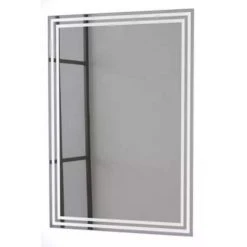 Signature Hardware Harrington 20 in. Rectangular Lighted Mirror with Tunable LED in Silver