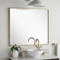 Signature Hardware Carpini 31 in. Square Vanity Mirror in Gold Leaf