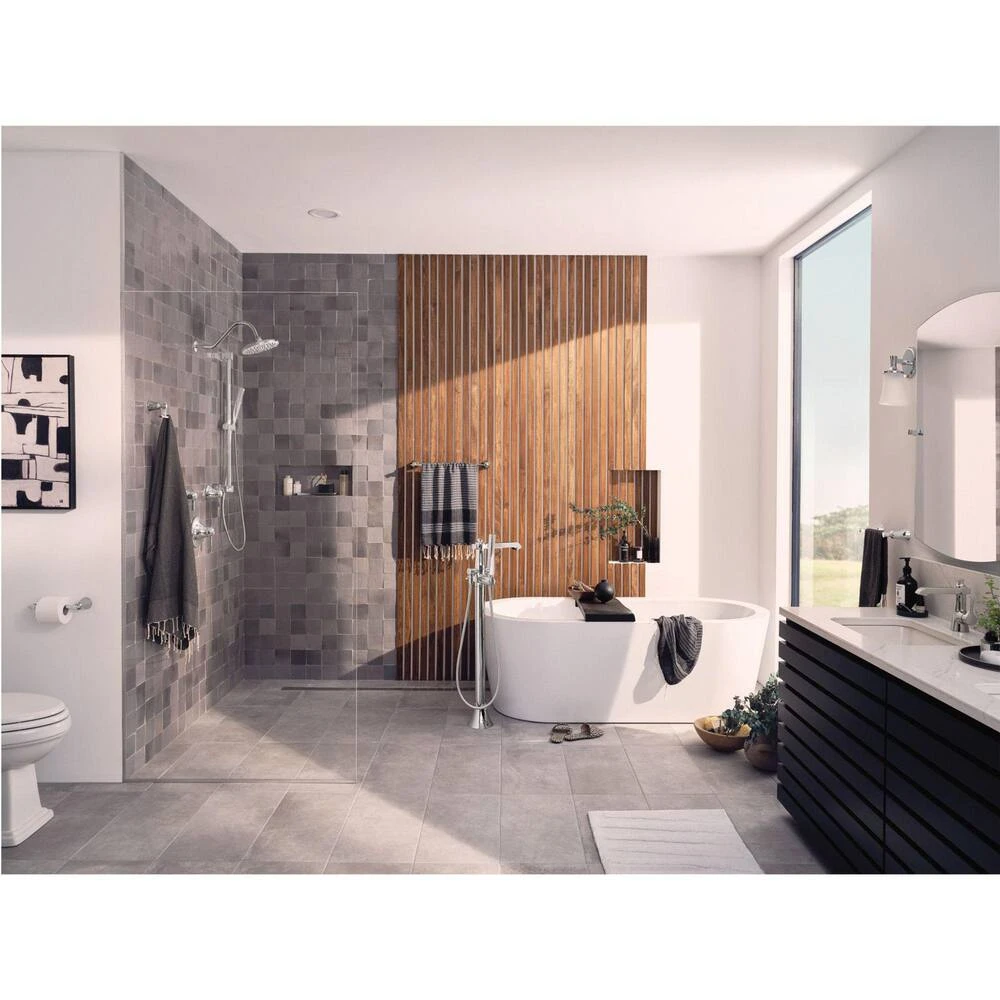 Moen Flara™ 37-3/4 x 30 x 3-3/16 in. Rectangular Flat Edge Tilting Mirror in Chrome 2 Moen Flara™ 37-3/4 x 30 x 3-3/16 in. Rectangular Flat Edge Tilting Mirror in Chrome - Image 2