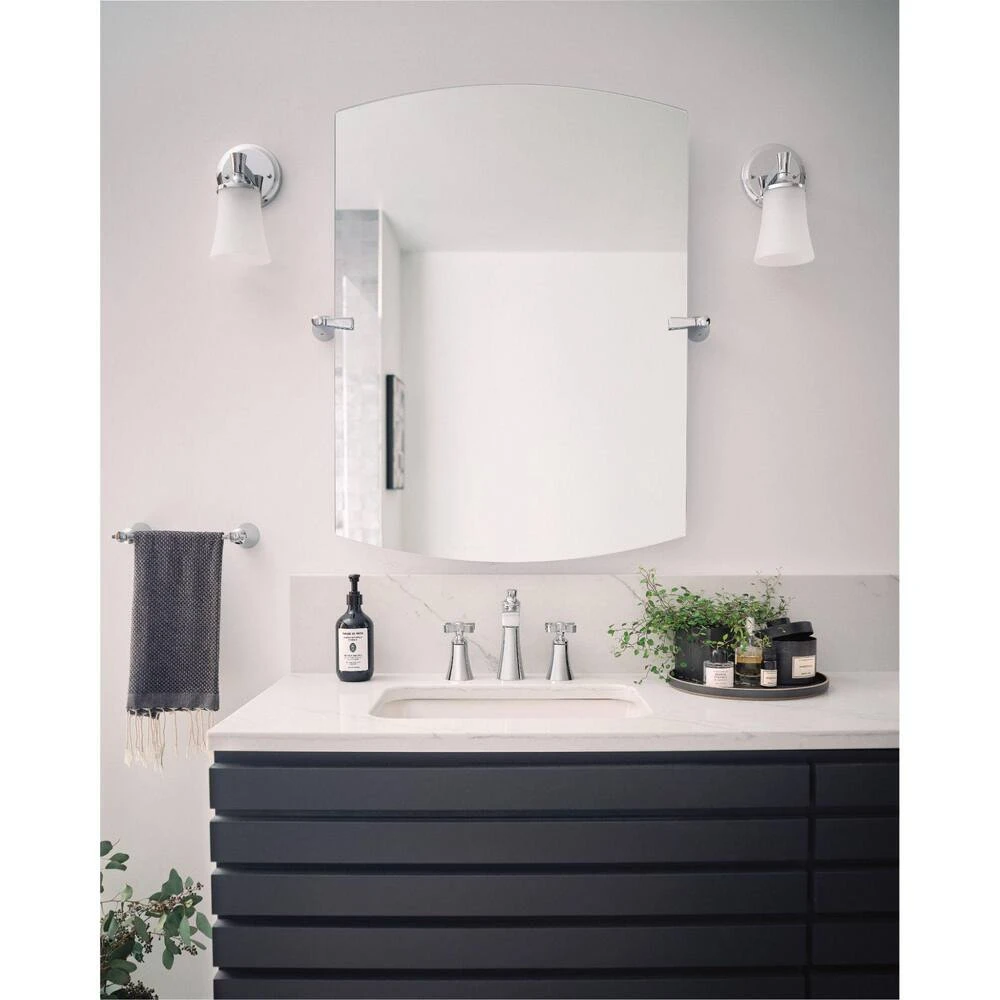 Moen Flara™ 37-3/4 x 30 x 3-3/16 in. Rectangular Flat Edge Tilting Mirror in Chrome 4 Moen Flara™ 37-3/4 x 30 x 3-3/16 in. Rectangular Flat Edge Tilting Mirror in Chrome - Image 4