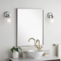 Signature Hardware Dampier 24 in. Rectangle Vanity Mirror in Nickel