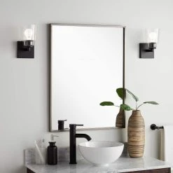 Signature Hardware Dampier 24 in. Rectangle Vanity Mirror in Antique Pewter