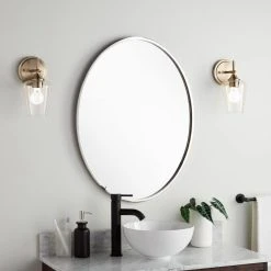 Signature Hardware Amyr 24 in. Oval Vanity Mirror in Nickel