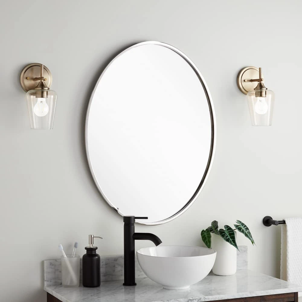 Signature Hardware Amyr 24 in. Oval Vanity Mirror in Nickel 1 Signature Hardware Amyr 24 in. Oval Vanity Mirror in Nickel