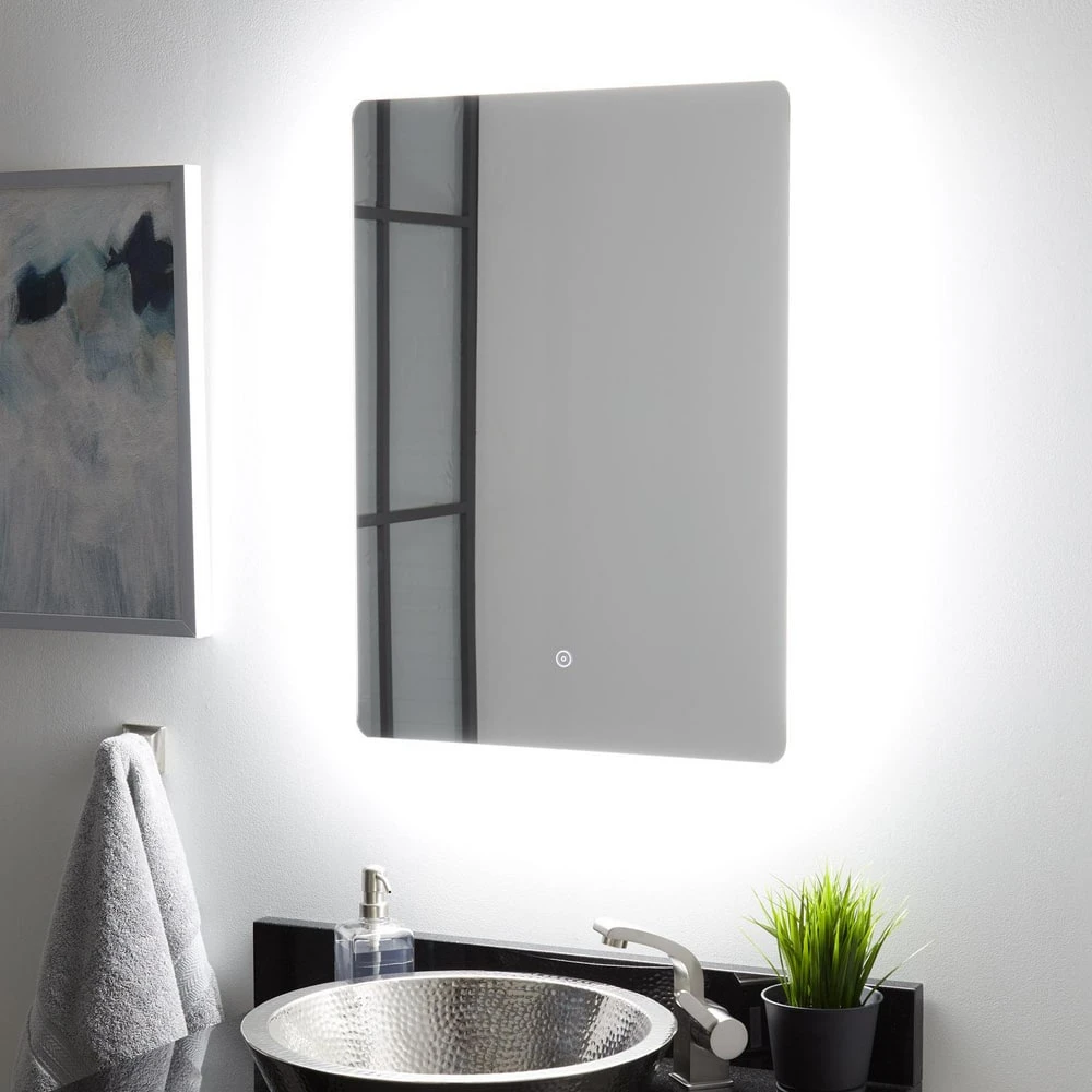 Signature Hardware Fleming 20 in. Rectangular Lighted Mirror with Tunable LED in Silver 1 Signature Hardware Fleming 20 in. Rectangular Lighted Mirror with Tunable LED in Silver