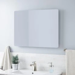 Signature Hardware Fleming 32 in. Rectangular Lighted Mirror with Tunable LED in Silver 9 Signature Hardware Fleming 32 in. Rectangular Lighted Mirror with Tunable LED in Silver -Lotus & Windoware, Inc. Shop Query 599