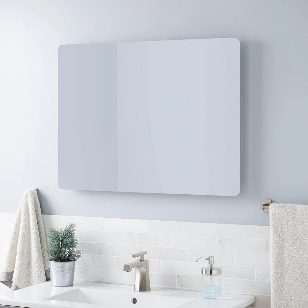Signature Hardware Fleming 32 in. Rectangular Lighted Mirror with Tunable LED in Silver 4 Signature Hardware Fleming 32 in. Rectangular Lighted Mirror with Tunable LED in Silver - Image 4