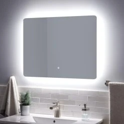 Signature Hardware Fleming 32 in. Rectangular Lighted Mirror with Tunable LED in Silver 10 Signature Hardware Fleming 32 in. Rectangular Lighted Mirror with Tunable LED in Silver -Lotus & Windoware, Inc. Shop Query 600