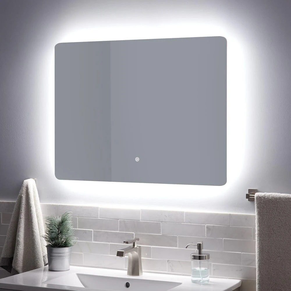Signature Hardware Fleming 32 in. Rectangular Lighted Mirror with Tunable LED in Silver 5 Signature Hardware Fleming 32 in. Rectangular Lighted Mirror with Tunable LED in Silver - Image 5
