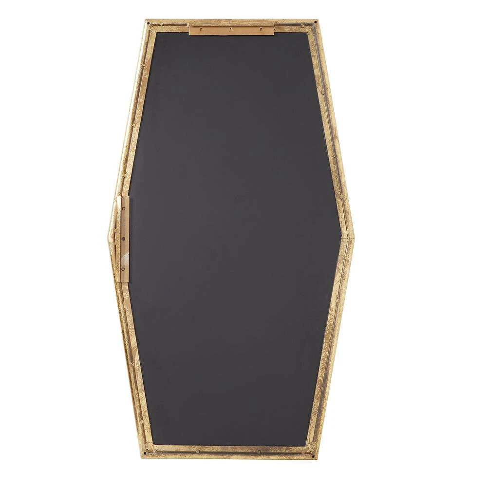 Signature Hardware Tenaya 20-3/8 x 36 x 3/4 in. Hexagonal Decorative Vanity Mirror in Gold Leaf 2 Signature Hardware Tenaya 20-3/8 x 36 x 3/4 in. Hexagonal Decorative Vanity Mirror in Gold Leaf - Image 2