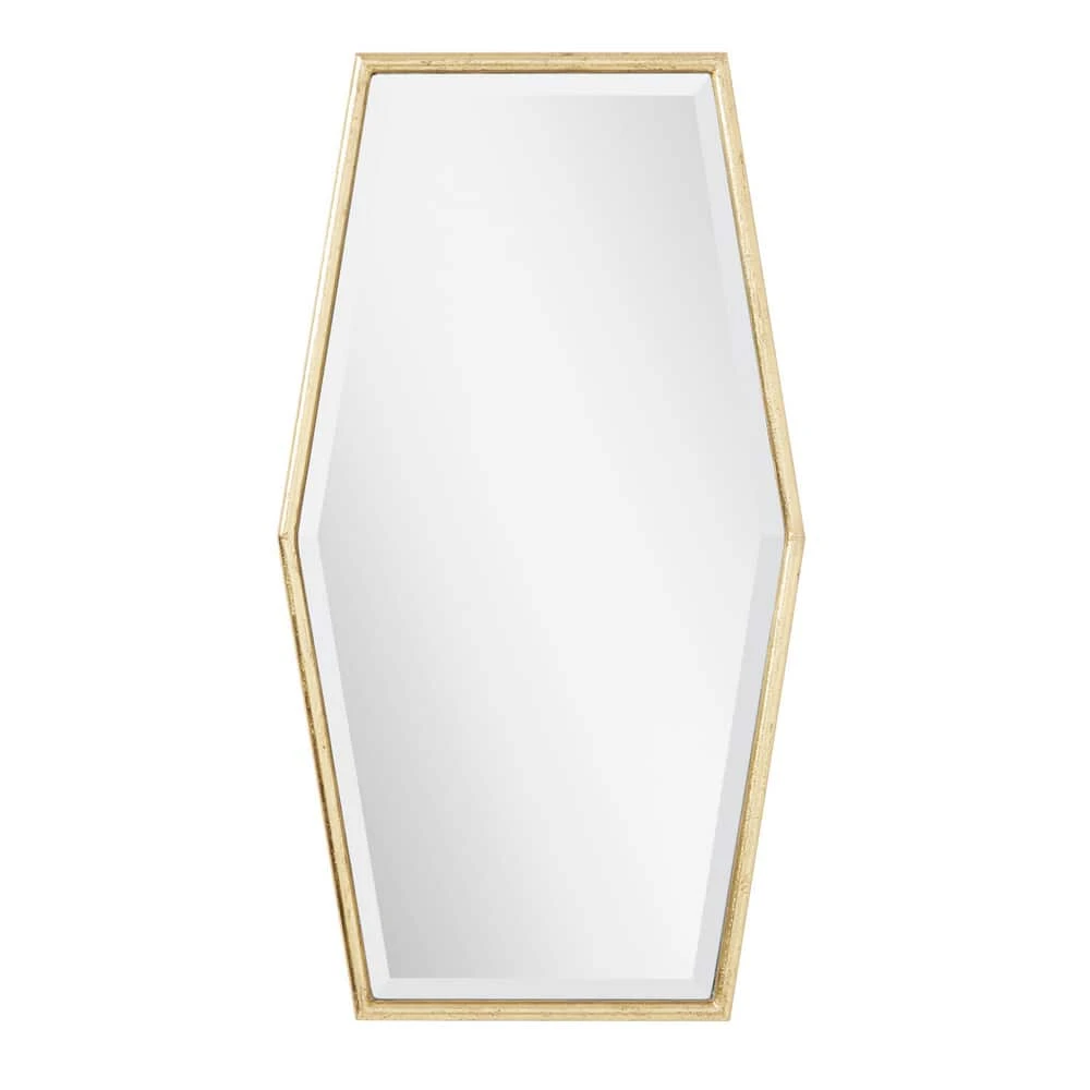 Signature Hardware Tenaya 20-3/8 x 36 x 3/4 in. Hexagonal Decorative Vanity Mirror in Gold Leaf 4 Signature Hardware Tenaya 20-3/8 x 36 x 3/4 in. Hexagonal Decorative Vanity Mirror in Gold Leaf - Image 4