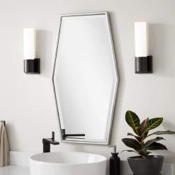 Signature Hardware Tenaya 20-3/8 x 36 x 3/4 in. Hexagonal Decorative Vanity Mirror in Silver Leaf