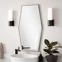 Signature Hardware Tenaya 20-3/8 x 36 x 3/4 in. Hexagonal Decorative Vanity Mirror in Silver Leaf -Lotus & Windoware, Inc. Shop Query 646