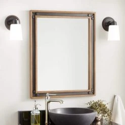 Signature Hardware Celebration 24 in. Wood Vanity Mirror in Rustic Acacia