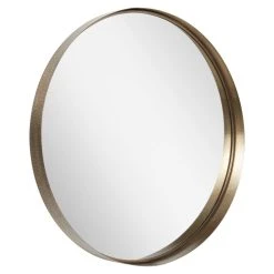 Signature Hardware Palora 30-1/8 in. Round Mirror in Antique Brass