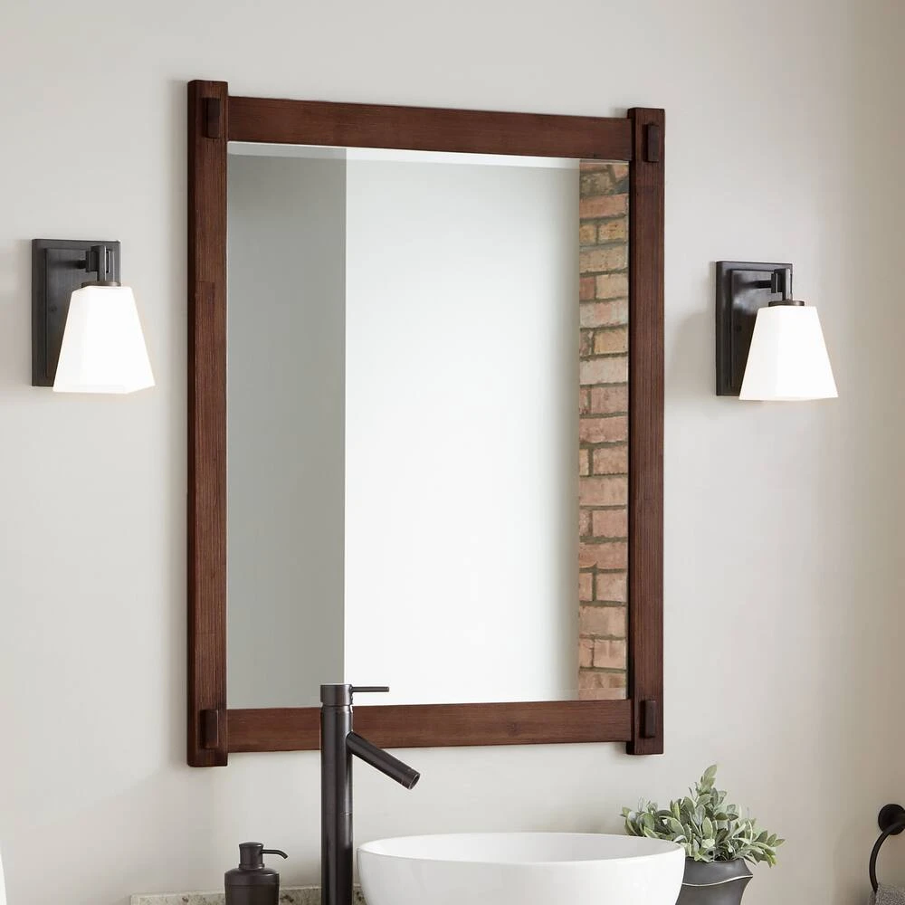 Signature Hardware Morris 30 in. Wood Vanity Mirror in Brown 1 Signature Hardware Morris 30 in. Wood Vanity Mirror in Brown