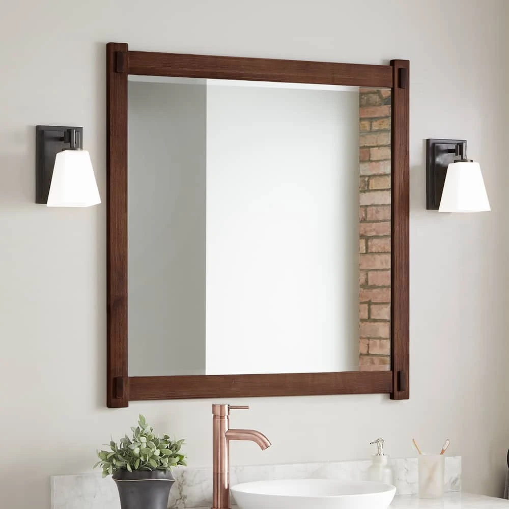 Signature Hardware Morris 36 in. Wood Vanity Mirror in Brown 1 Signature Hardware Morris 36 in. Wood Vanity Mirror in Brown