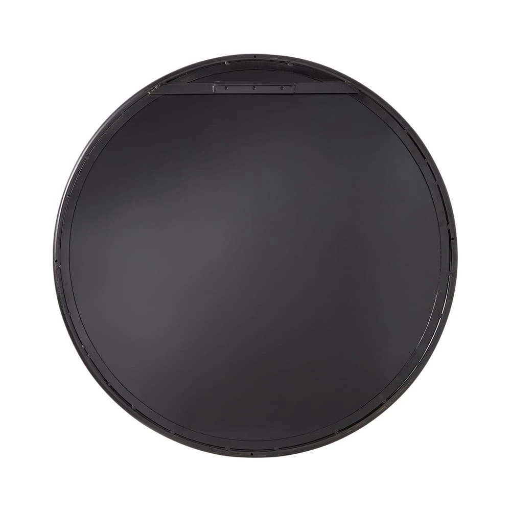 Signature Hardware Sobb 36 x 36 x 7/8 in. Round Decorative Vanity Mirror in Black Powder Coat 2 Signature Hardware Sobb 36 x 36 x 7/8 in. Round Decorative Vanity Mirror in Black Powder Coat - Image 2