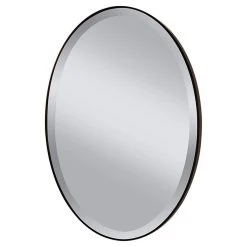 Feiss Johnson 36-1/2 x 24-1/2 in. Frameless Oval Mirror in Oil Rubbed Bronze