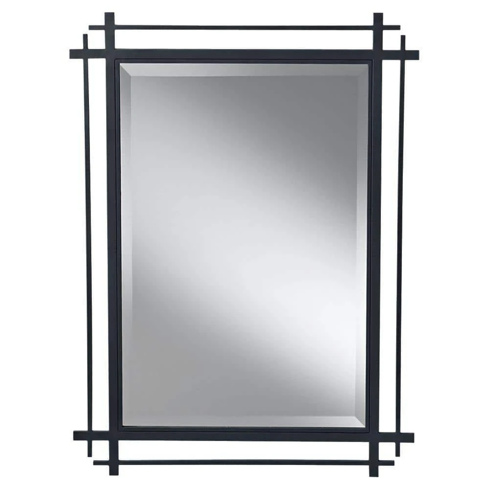 Feiss Ethan 37 in. Rectangle Mirror in Antique forged Iron 1 Feiss Ethan 37 in. Rectangle Mirror in Antique forged Iron