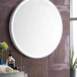 James Martin Vanities 24 in. Round LED Mirror in Glossy White -Lotus & Windoware, Inc. Shop Query 753