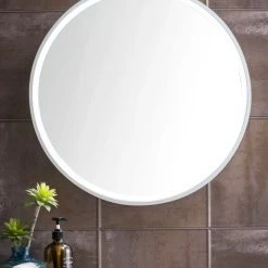 James Martin Vanities 24 in. Round LED Mirror in Glossy White -Lotus & Windoware, Inc. Shop Query 755