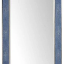 James Martin Vanities Element 28 in. Mirror, Silver with Delft Blue