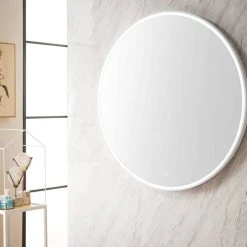 James Martin Vanities 42 in. Round LED Mirror in Glossy White -Lotus & Windoware, Inc. Shop Query 815