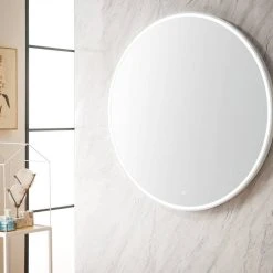 James Martin Vanities 42 in. Round LED Mirror in Glossy White -Lotus & Windoware, Inc. Shop Query 816