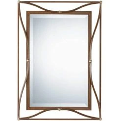 Uttermost Company Thierry 38 in. Beveled Mirror in Scratched Bronze and Champagne Silver Leaf