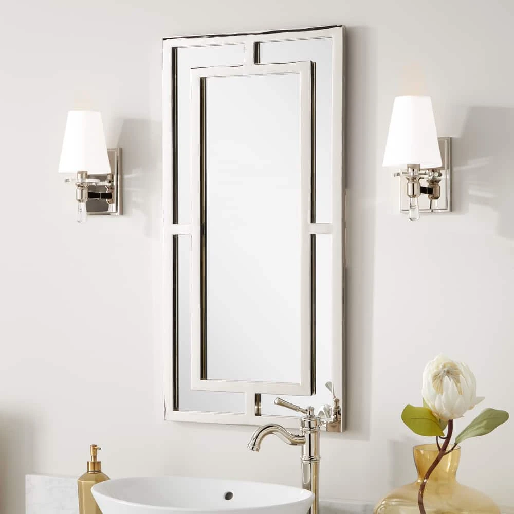 Signature Hardware Austi 18 x 36 x 1 in. Rectangular Decorative Vanity Mirror in Nickel 1 Signature Hardware Austi 18 x 36 x 1 in. Rectangular Decorative Vanity Mirror in Nickel