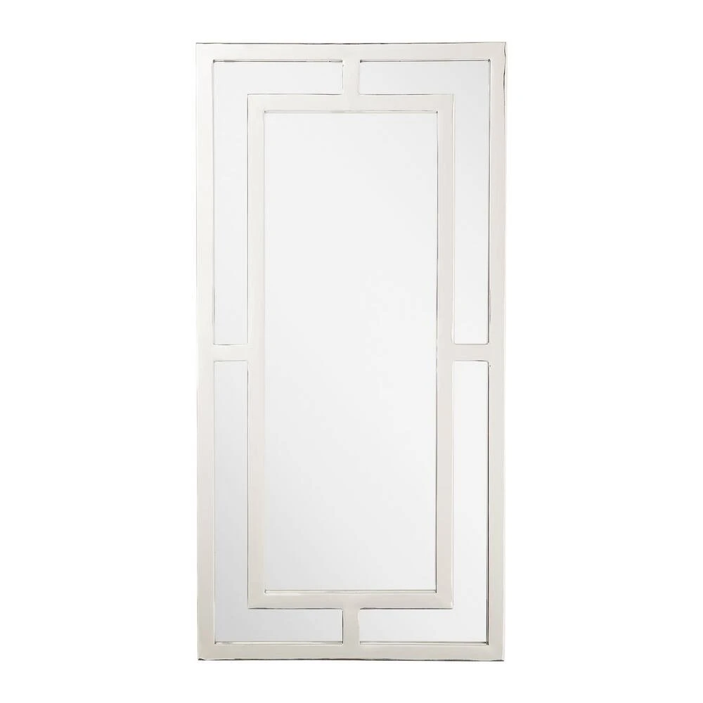 Signature Hardware Austi 18 x 36 x 1 in. Rectangular Decorative Vanity Mirror in Nickel 4 Signature Hardware Austi 18 x 36 x 1 in. Rectangular Decorative Vanity Mirror in Nickel - Image 4