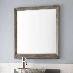 Signature Hardware Davyn 30 in. Mahogany Vanity Mirror in Grey Wash