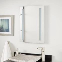 Signature Hardware Curie 20 in. Rectangular Lighted Mirror with Tunable LED in Silver 11 Signature Hardware Curie 20 in. Rectangular Lighted Mirror with Tunable LED in Silver -Lotus & Windoware, Inc. Shop Query 848