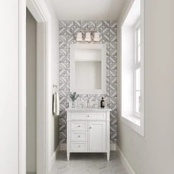 James Martin Vanities Weston 29 in. Rectangular Mirror, Bright White -Lotus & Windoware, Inc. Shop Query 865