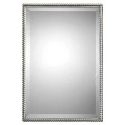 Uttermost Company Sherise 21 x 31 in. Rectangular Beveled Mirror in Brushed Nickel