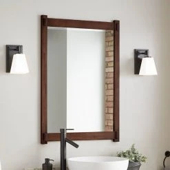 Signature Hardware Morris 24 in. Rectangular Vanity Mirror in Rustic Brown
